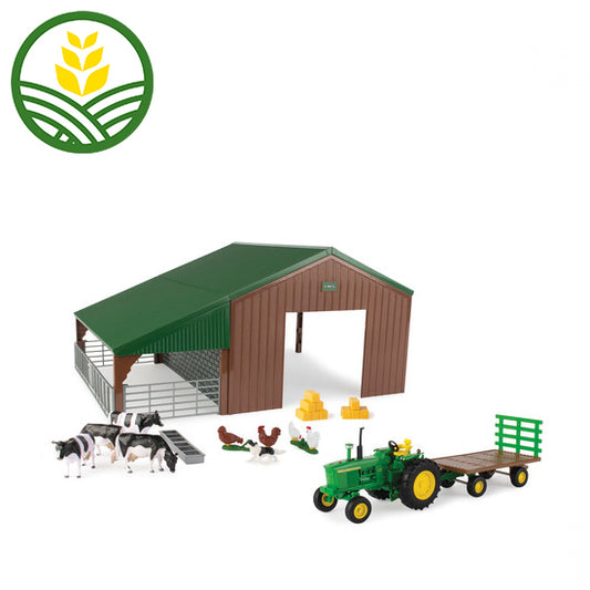 John Deere Farm Building with Tractor