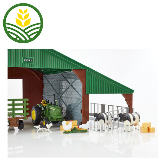 John Deere Farm Building with Tractor