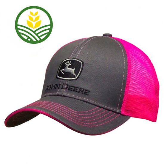 John Deere Grey and Hot Pink Mesh-Back Cap