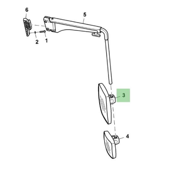 John Deere Rear View Mirror - Top