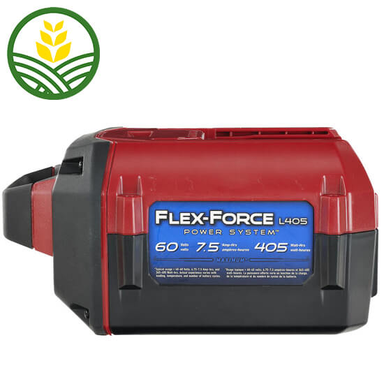 Red Toro battery with a carry handle on the top.