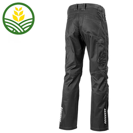 Back of black John Deere work trousers.