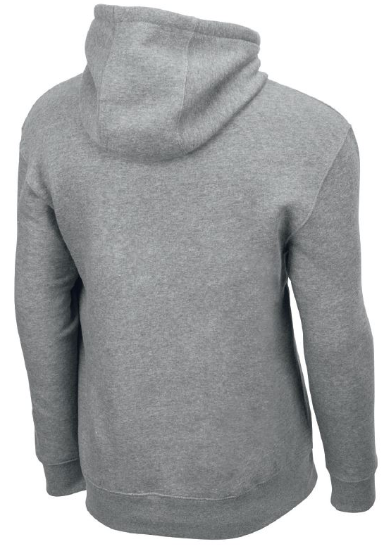 Back of grey hoodie.