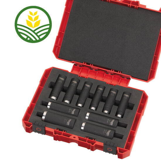 Milwaukee red and black socket set open