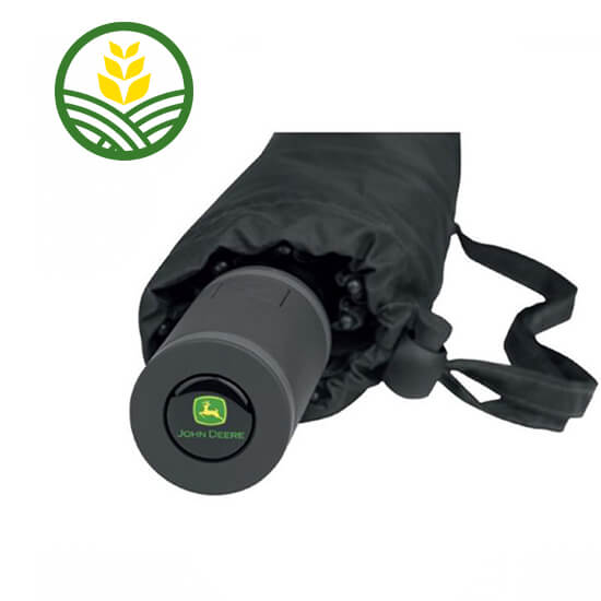 Handle of small black pocket umbrella.