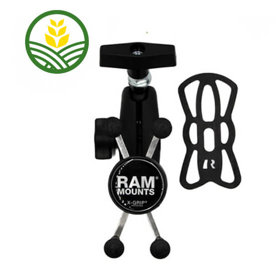Mobile Phone tractor cab mount, black with adjustable holder.