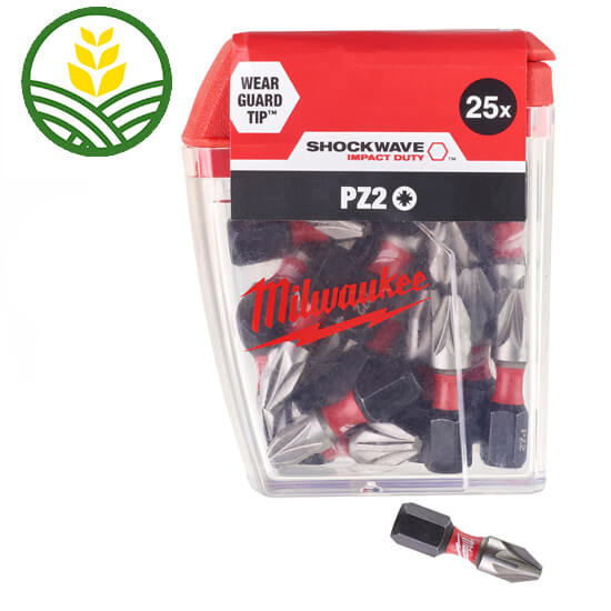 A pack of Milwaukee shockwave screwdriver bits in their case.