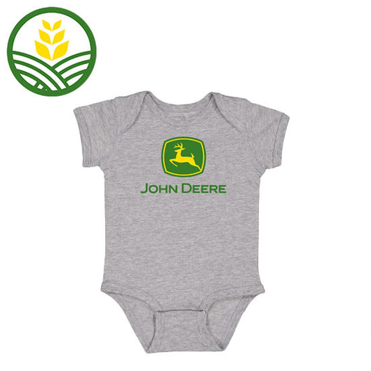 John Deere Grey Infant Short Sleeve Body Suit