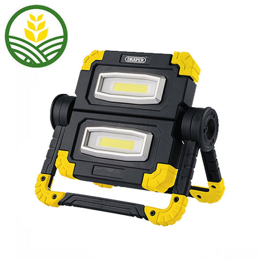 Draper Twin COB LED Rechargeable Work Light, 10W, 850 Lumens