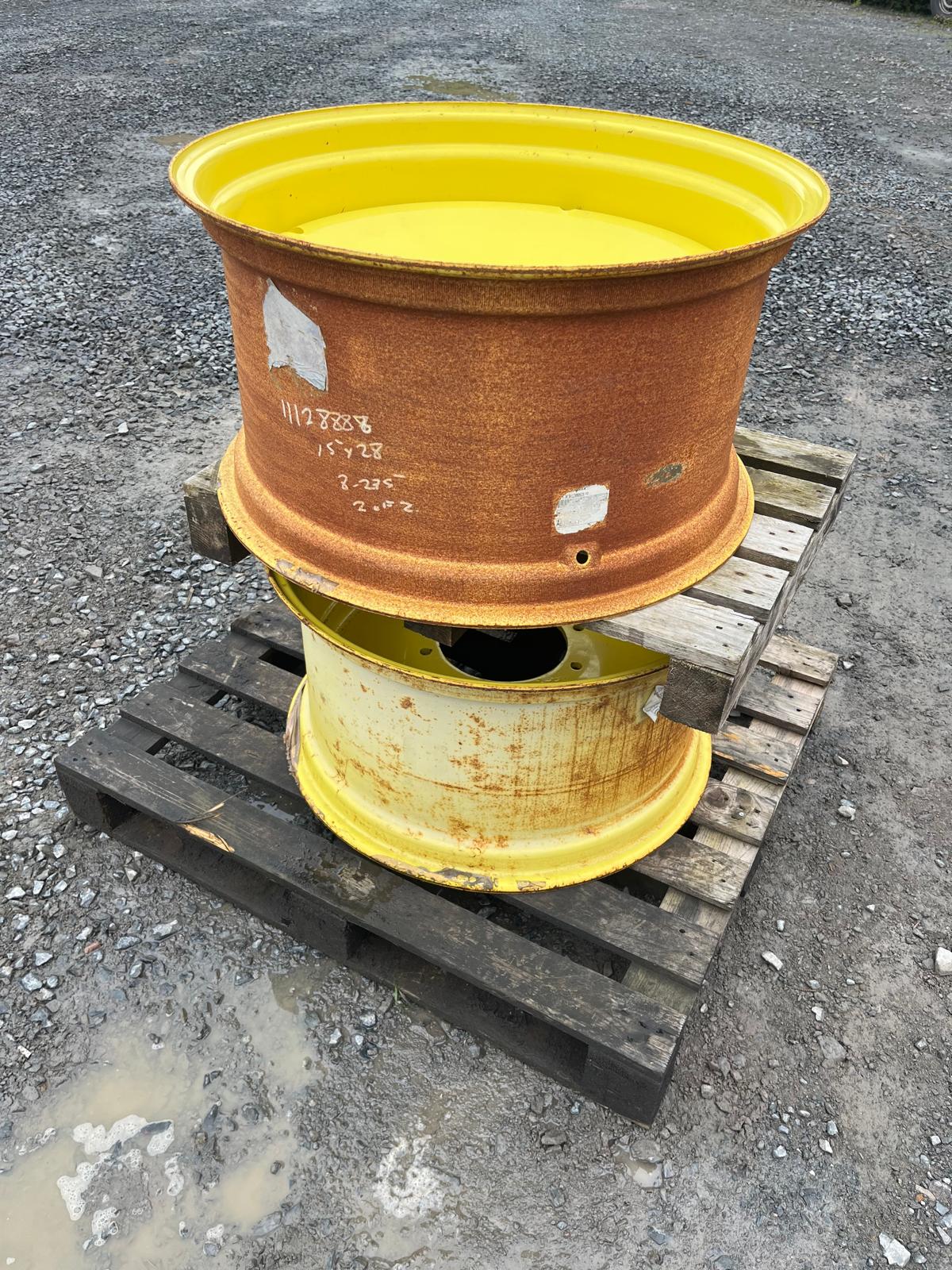 Used 15x28 Pair of John Deere Solid Wheel Rims