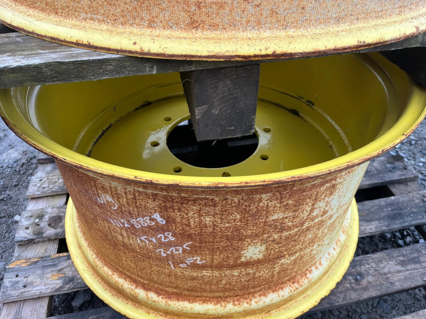 Used 15x28 Pair of John Deere Solid Wheel Rims