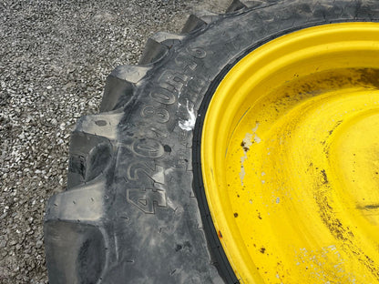 Unused Pair of John Deere Row Crop Wheels 420/80R46 on BKT Tyres