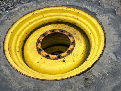 Used Set of John Deere Row Crop Wheels 380/90R46 & 380/85R30 BKT tyres