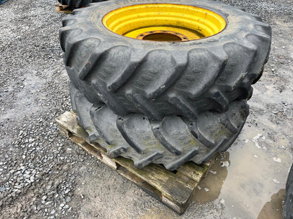 Used Set of John Deere Row Crop Wheels 380/90R46 & 380/85R30 BKT tyres