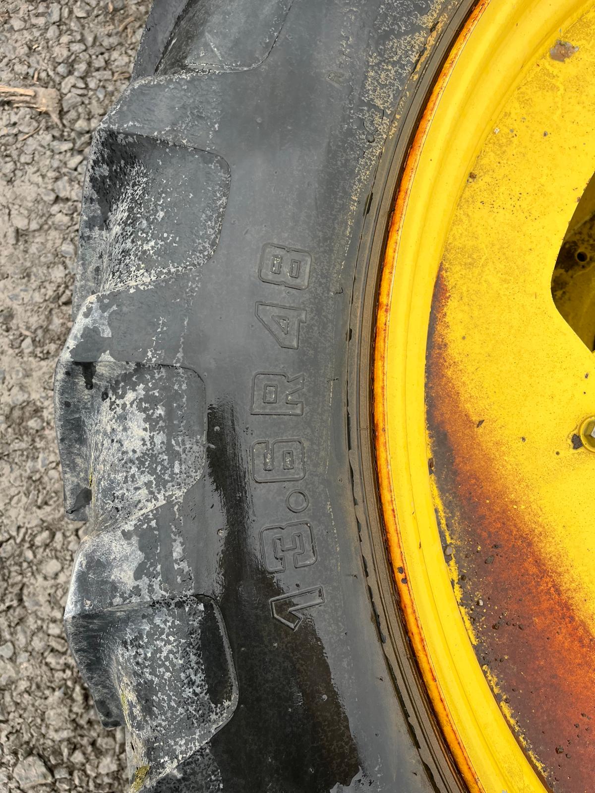Used Set of Adjustable Row Crop Wheels Alliance 13.6R48 with 12.4R32 Fronts