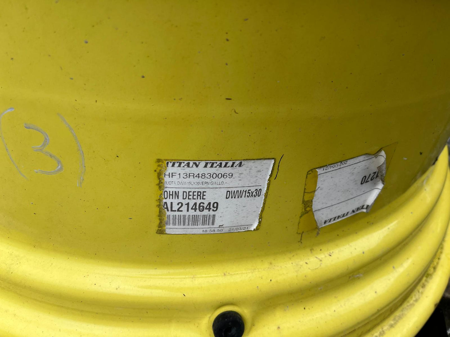 Used 15x30 John Deere Solid Wheel Rim