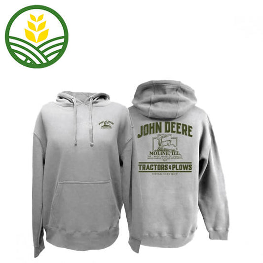 John Deere Hooded Sweatshirt with 'tractors and plows' logo