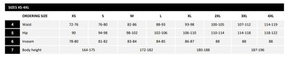 Size Chart for John Deere Winter Overalls in Black