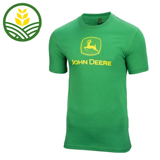 John Deere green t-shirt with logo printed on centre front.