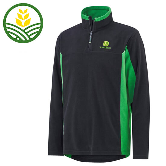 light weight fleece half-zip jacket with a brushed outside. Contrast panels in green.