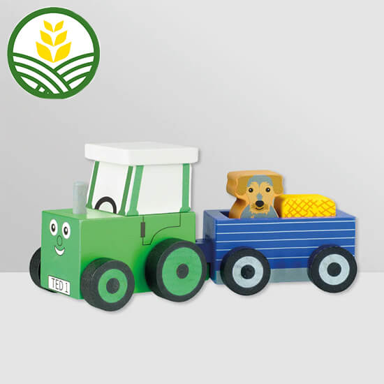 Tractor Ted and Trailer Wooden Toy