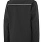 Back of black John Deere softshell jacket with a hi vis strip.