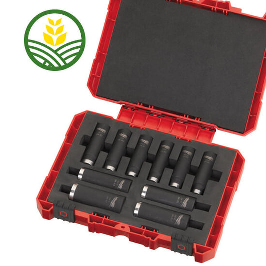 Milwaukee red and black socket set open
