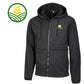 John Deere hooded jacket with a zip up the middle, one zipped chest pocket and two side pockets..