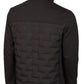 Back of black long sleeved jacket with padded body area.